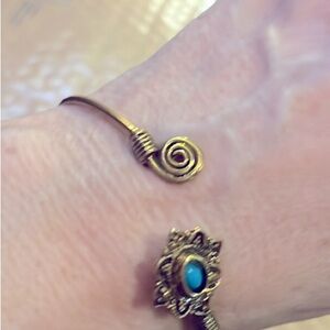 Elegant Gold and Blue Bracelet. Faux gold. Adjustable